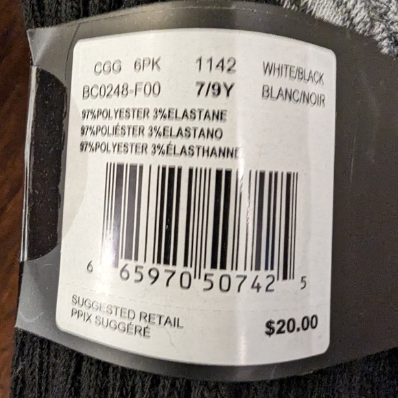 Converse Crew Sock 6 Pack youth shoe size 3-5 - Picture 5 of 5